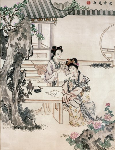 Chinese dames in een tuin door Qing Dynasty Chinese School
